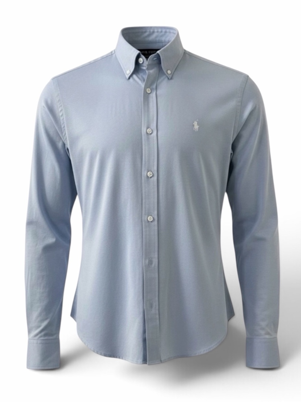 Ralph Lauren Light Blue Button Down Long Sleeve Cotton Knit Shirt Size XS